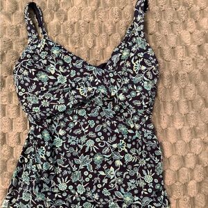 Lands' End Women's Floral Camisole - Black and Teal